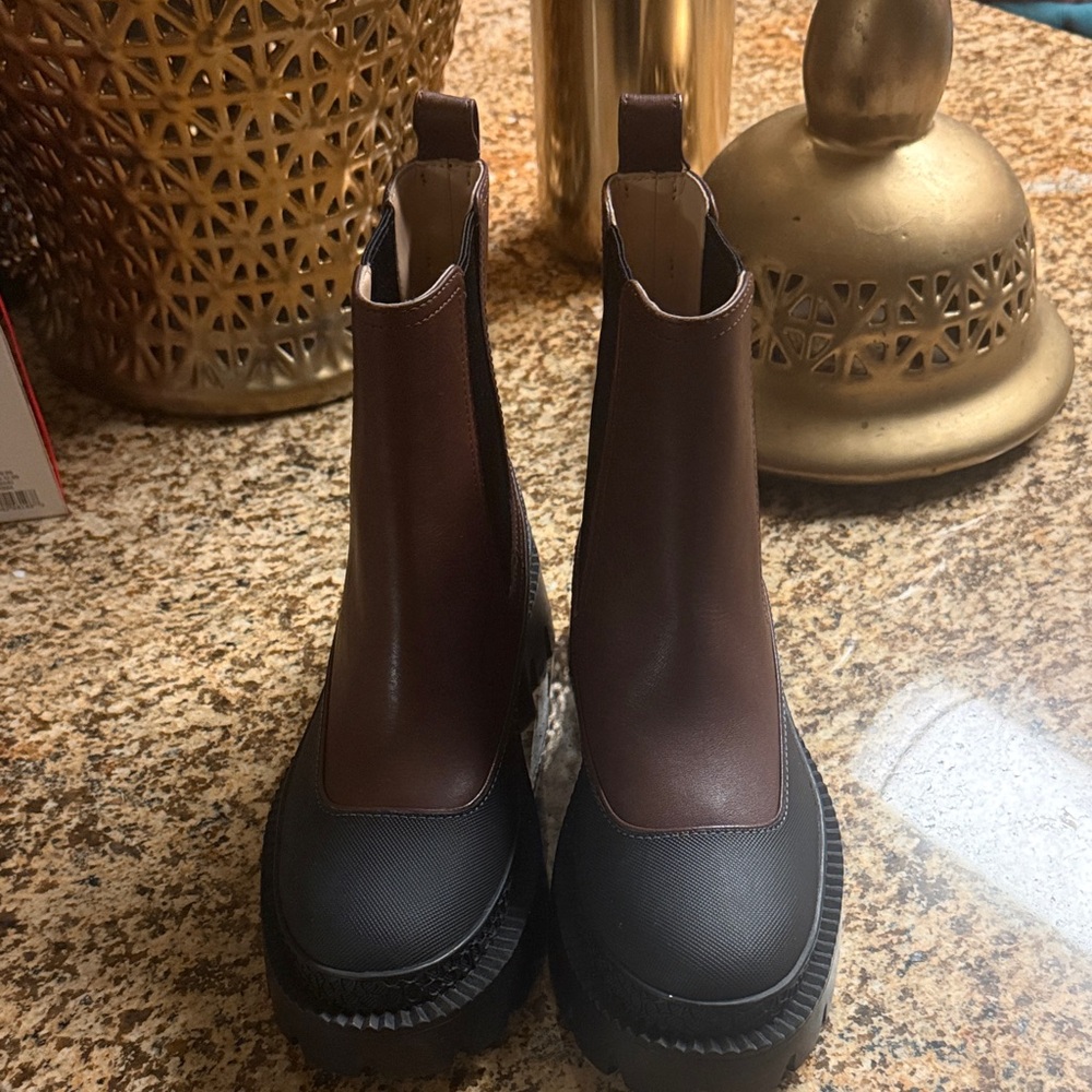 Coach Two-Tone Leather Ankle Boots- Lucy Chelsea